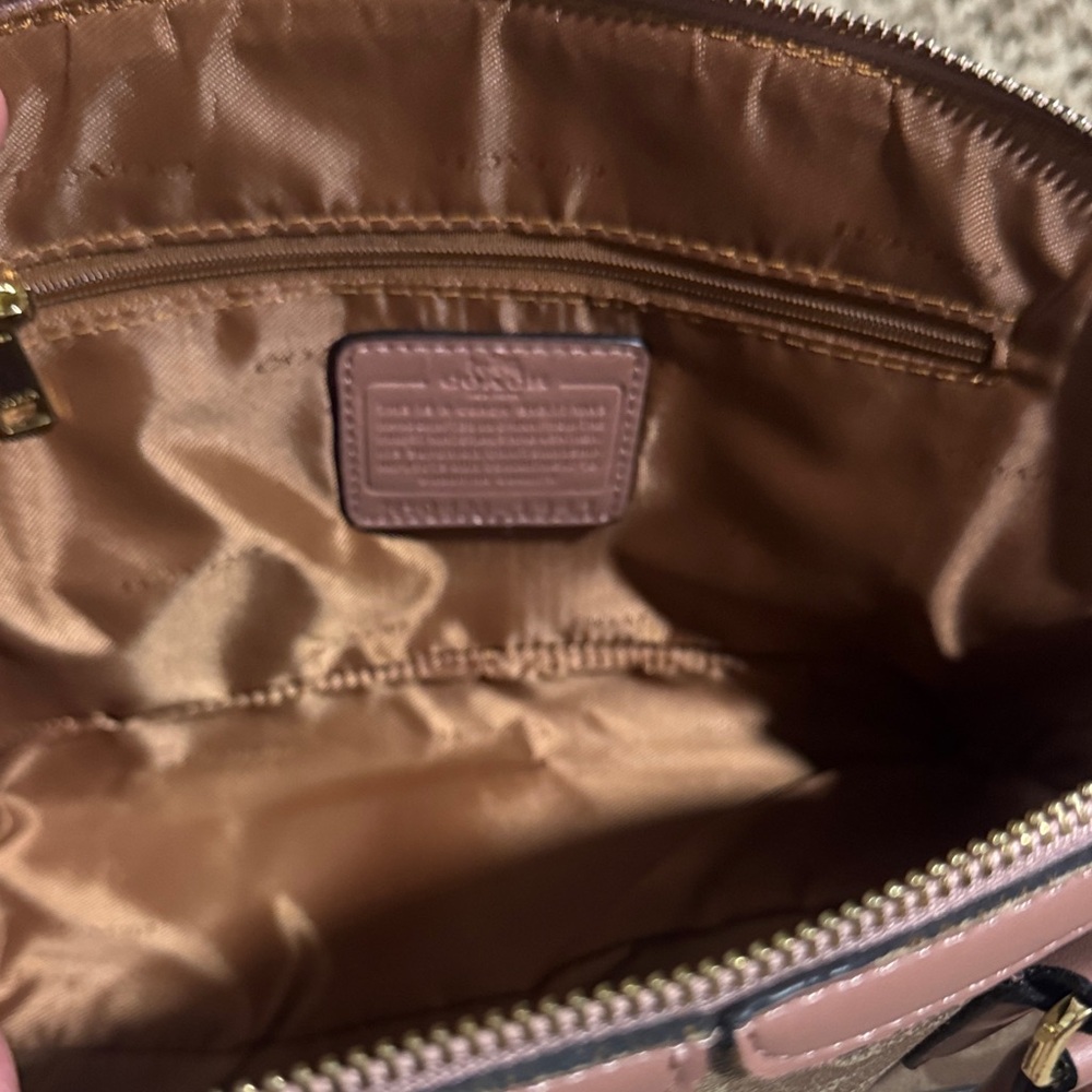 Coach Pink and Tan Signature Satchel - Picture 6 of 6